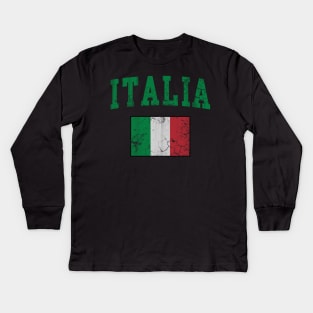 Vintage Italia Flag Italy Italian Italiano Kids Long Sleeve T-Shirt